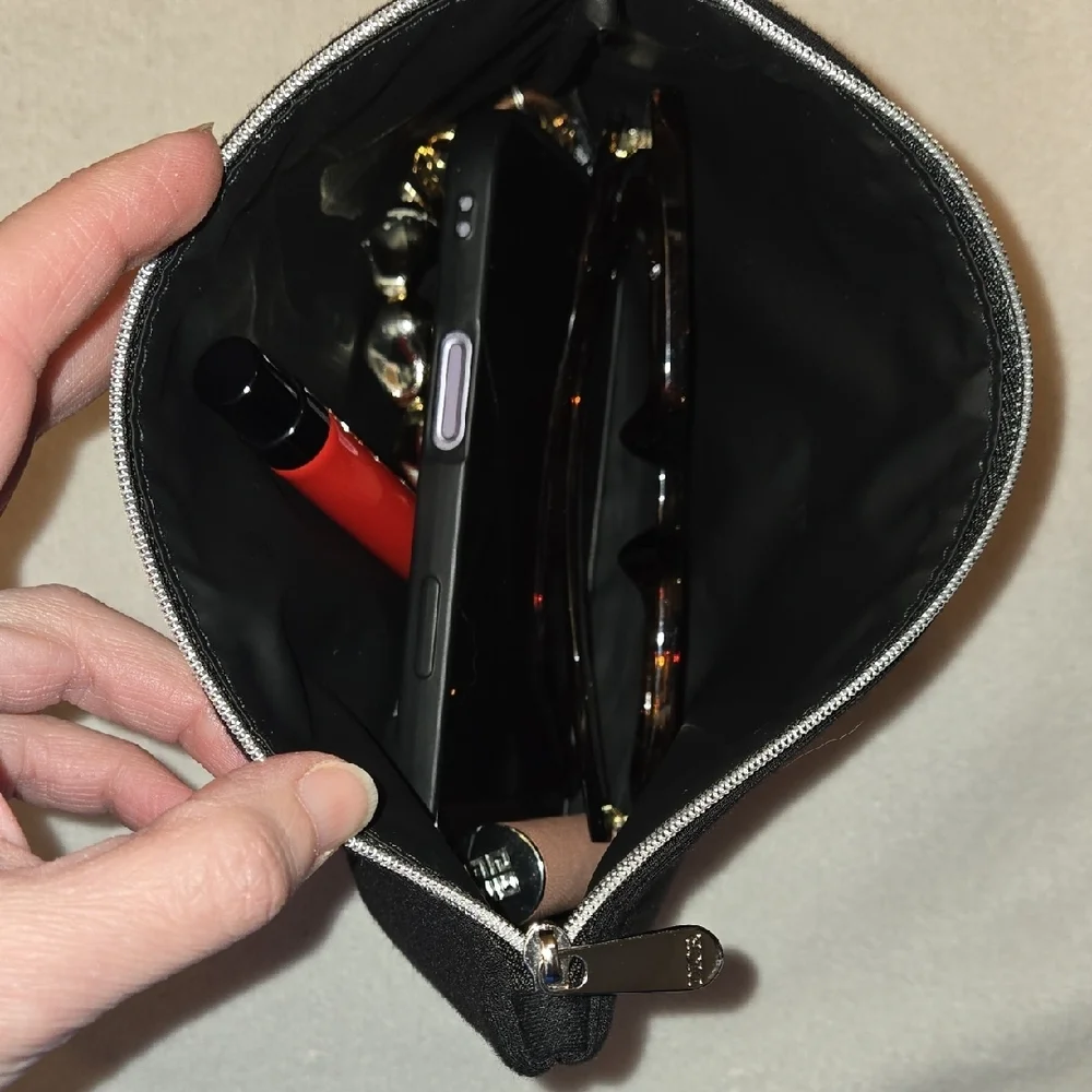 Dior Beauty Black Jersey Pouch With Silver Hardware